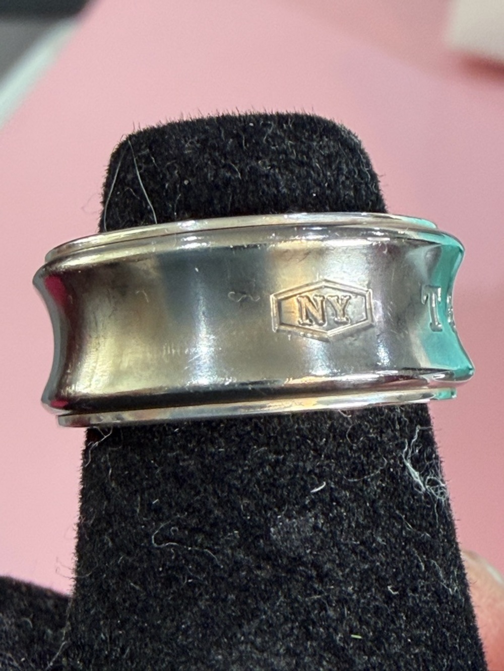 💍Tiffany & Co. 1837 Concave Vintage Sterling Silver 925 & Titanium Ring Sz 4.5 🎀 - Picture 11 of 15